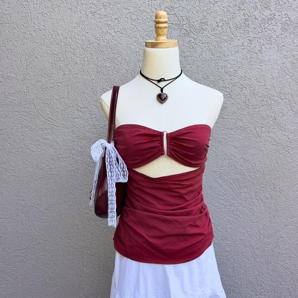 4th & Reckless Red Strapless Tube Top Sweetheart Bandeau Size XS Going Out